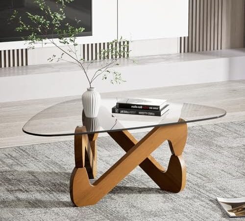Table basse triangulaire en verre moderne Table basse triangulaire en verre moderne