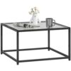 Table d'appoint carré en verre trempé Table d'appoint carré en verre trempé