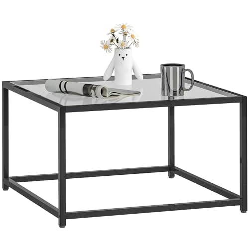 Table d'appoint carré en verre trempé Table d'appoint carré en verre trempé