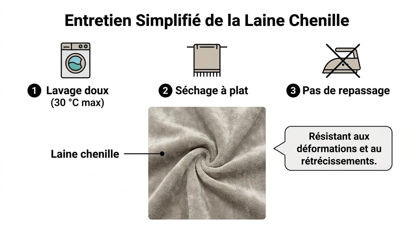 Entretien Textile laine chenille utilisé en décoration moderne