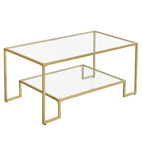 VASAGLE Table Basse en Verre Trempé