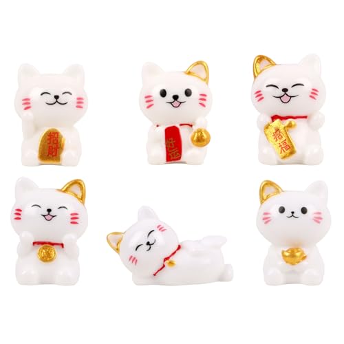 12 Mini Figurines de Chat Maneki Neko 12 Mini Figurines de Chat Maneki Neko
