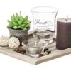 Assiette Carrée en Bois avec Bougies Assiette Carrée en Bois avec Bougies