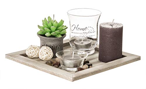 Assiette Carrée en Bois avec Bougies Assiette Carrée en Bois avec Bougies