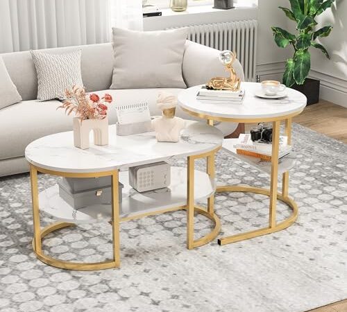 BursDany Lot de 2 tables basses modernes