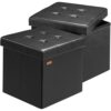Casaria® 2X Tabouret Cube Noir Avec Rangement Casaria® 2X Tabouret Cube Noir Avec Rangement