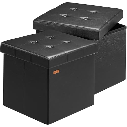 Casaria® 2X Tabouret Cube Noir Avec Rangement Casaria® 2X Tabouret Cube Noir Avec Rangement