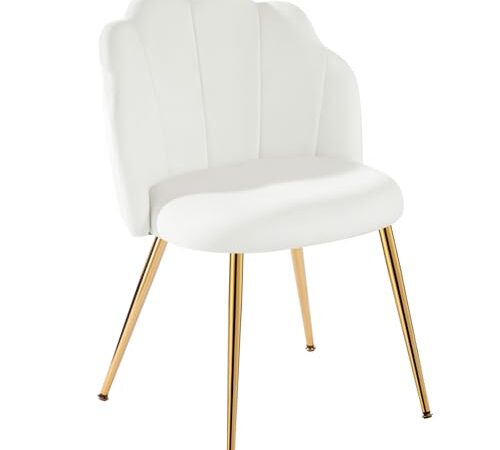 Chaise Coiffeuse Velours Blanche Avec Pieds Dorés
