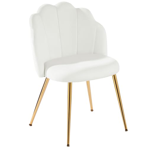 Chaise Coiffeuse Velours Blanche Avec Pieds Dorés
