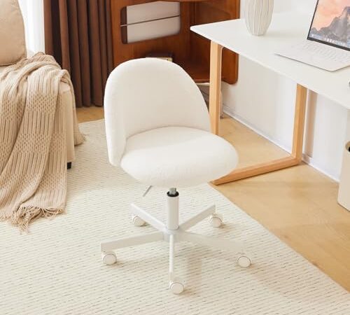 Chaise de Bureau Mignonne en Teddy Blanc