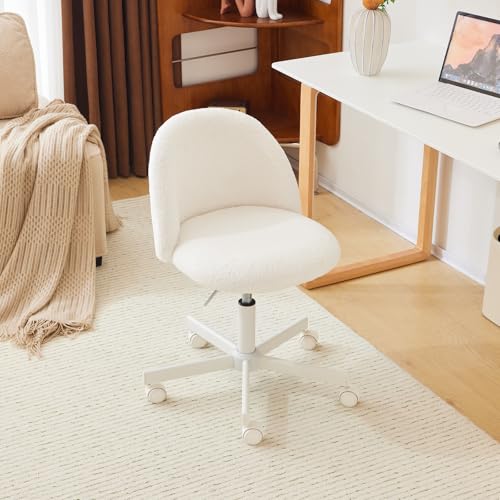 Chaise de Bureau Mignonne en Teddy Blanc Chaise de Bureau Mignonne en Teddy Blanc