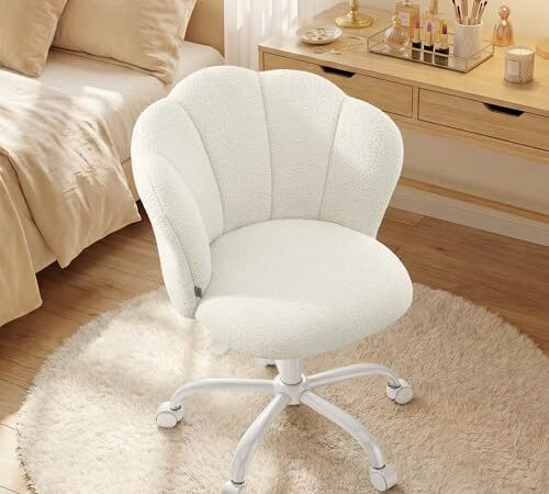 Chaise de Bureau Pivotante Ergonomique Blanc Crème Chaise de Bureau Pivotante Ergonomique Blanc Crème