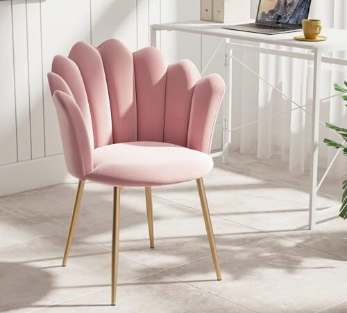 Chaise de Coiffeuse Luxstein en Velours Rose