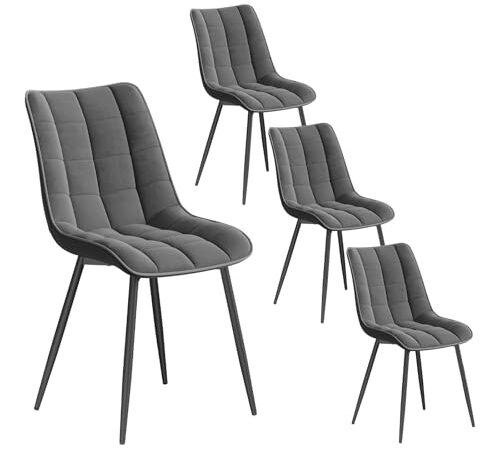 Chaise de Salle à Manger en Velours Gris Chaise de Salle à Manger en Velours Gris