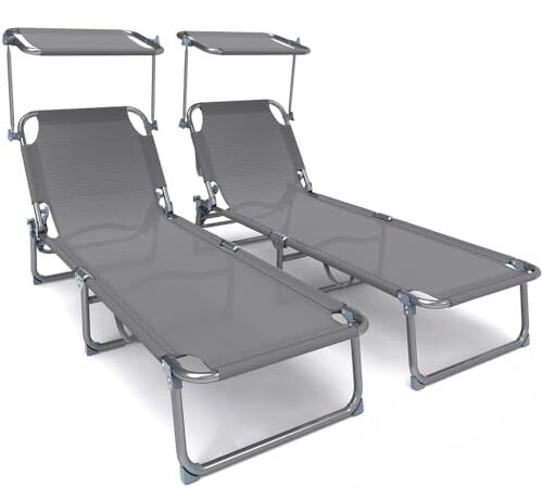 Chaise Longue Pliable avec Pare-Soleil Chaise Longue Pliable avec Pare-Soleil
