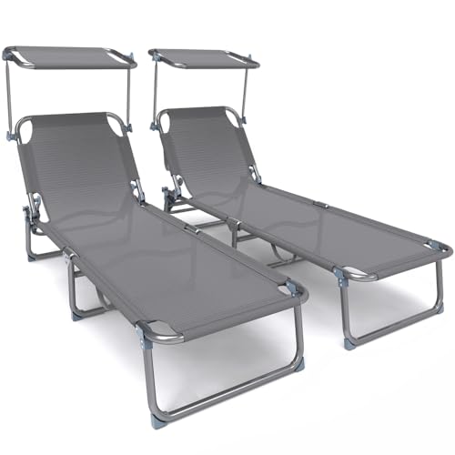 Chaise Longue Pliable avec Pare-Soleil Chaise Longue Pliable avec Pare-Soleil