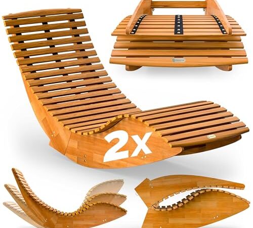 Chaise Longue Pliable en Bois d'Acacia Chaise Longue Pliable en Bois d'Acacia