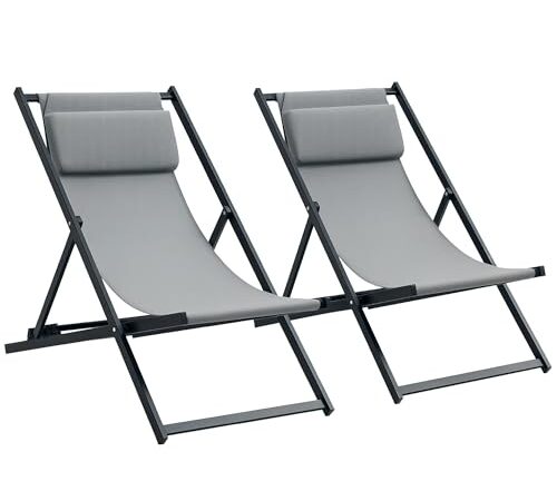 Chaise Longue Pliable Outsunny Lot de 2 Chaise Longue Pliable Outsunny Lot de 2