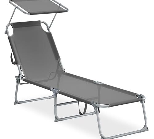 Chaise Longue Pliante avec Pare-Soleil Chaise Longue Pliante avec Pare-Soleil