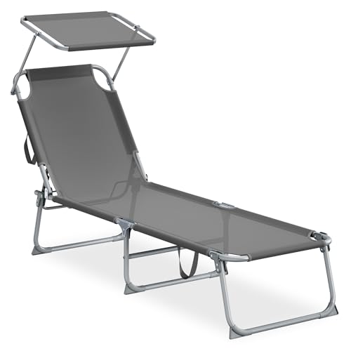 Chaise Longue Pliante avec Pare-Soleil Chaise Longue Pliante avec Pare-Soleil