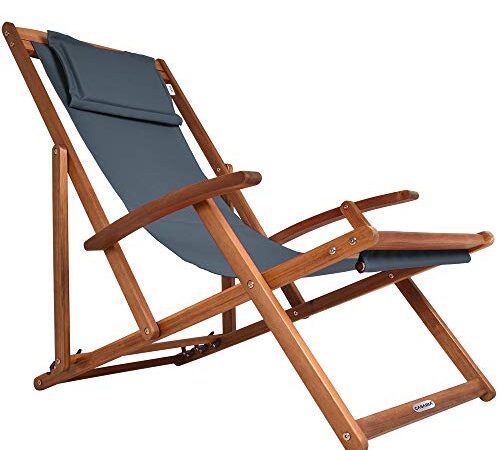 Chaise Longue Pliante en Bois Anthracite Chaise Longue Pliante en Bois Anthracite