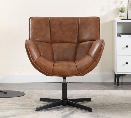 Chaise Pivotante en Cuir PU Marron