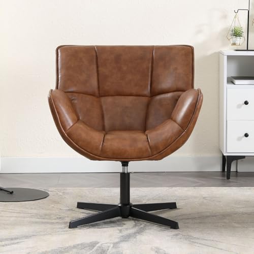 Chaise Pivotante en Cuir PU Marron Chaise Pivotante en Cuir PU Marron