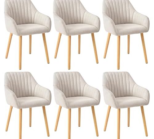 Chaises Beige Rembourrées : Lot de 6 Chaises Beige Rembourrées : Lot de 6