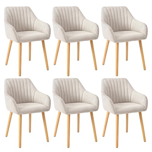 Chaises Beige Rembourrées : Lot de 6 Chaises Beige Rembourrées : Lot de 6