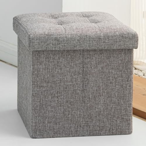 Coffre de Rangement Pouf Gris Coffre de Rangement Pouf Gris