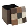 Coffre Pouf Pliable Patchwork Marron