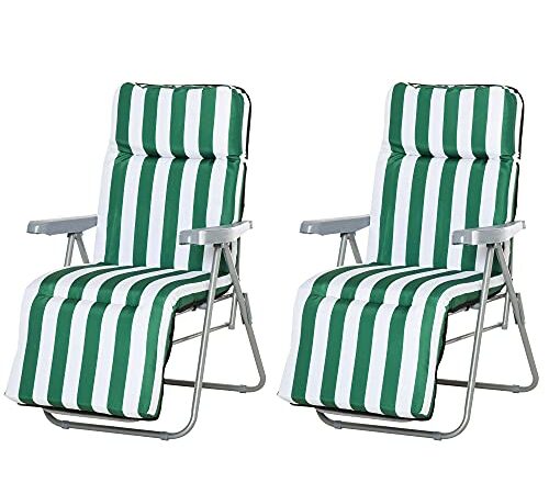 Ensemble de 2 Chaises Longues de Jardin