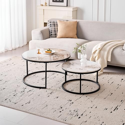 Ensemble de 2 Tables Basses Rondes Modernes Ensemble de 2 Tables Basses Rondes Modernes
