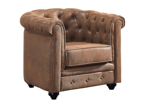 Fauteuil Chesterfield en Microfibre Vieilli Fauteuil Chesterfield en Microfibre Vieilli