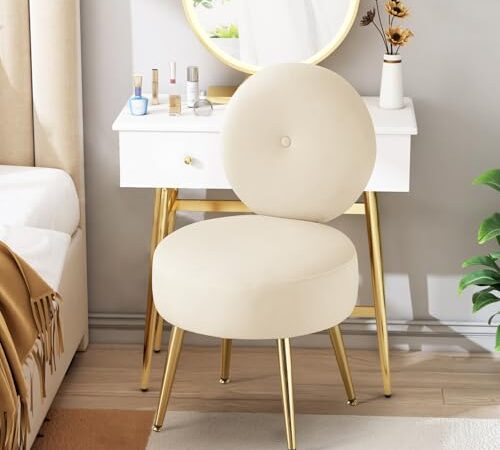 Fauteuil Coiffeuse en Velours Beige Fauteuil Coiffeuse en Velours Beige