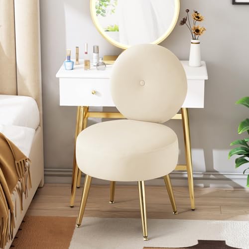 Fauteuil Coiffeuse en Velours Beige Fauteuil Coiffeuse en Velours Beige