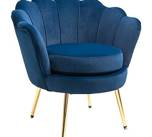 Fauteuil Coquillage en Velours Bleu Fauteuil Coquillage en Velours Bleu