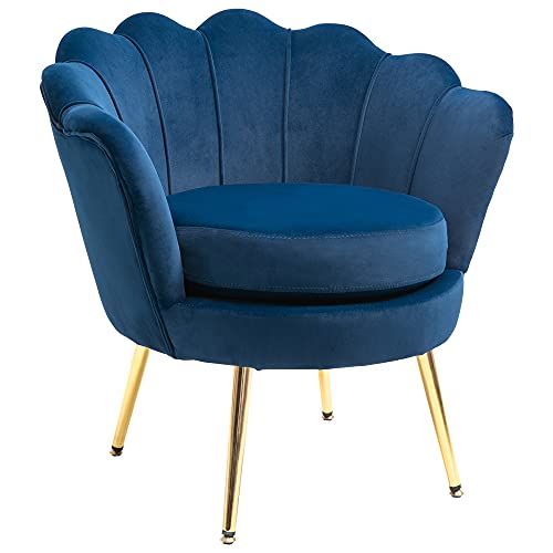 Fauteuil Coquillage en Velours Bleu