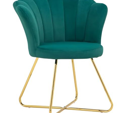 Fauteuil Coquillage en Velours Vert Foncé Fauteuil Coquillage en Velours Vert Foncé