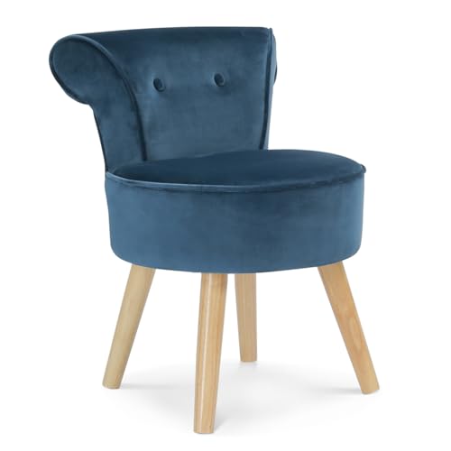 Fauteuil Crapaud Velours Bleu IDMarket
