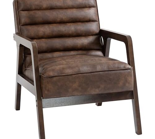 Fauteuil d'appoint marron avec coussin épais Fauteuil d'appoint marron avec coussin épais