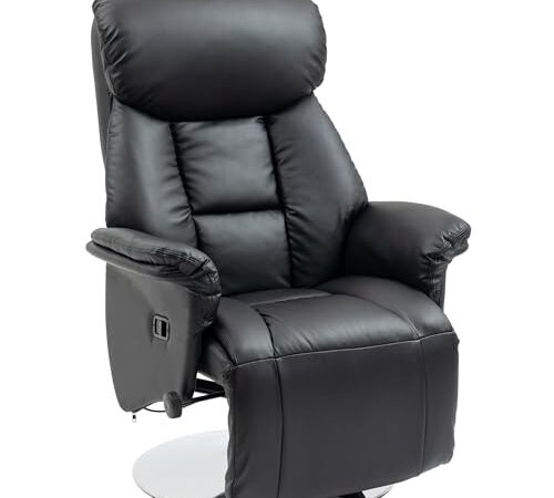 Fauteuil de Relaxation HOMCOM Noir Inclinable Fauteuil de Relaxation HOMCOM Noir Inclinable