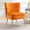 Fauteuil en Velours Moderne avec Pieds Dorés Fauteuil en Velours Moderne avec Pieds Dorés