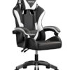 Fauteuil Gaming Ergonomique Ajustable Noir/Blanc