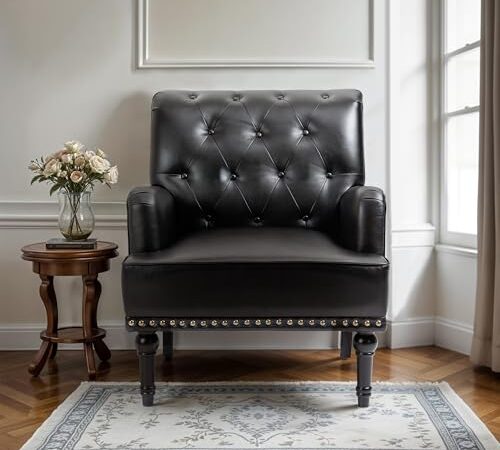 Fauteuil Lounge en Cuir Synthétique Noir