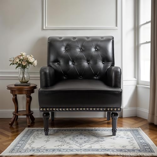 Fauteuil Lounge en Cuir Synthétique Noir Fauteuil Lounge en Cuir Synthétique Noir