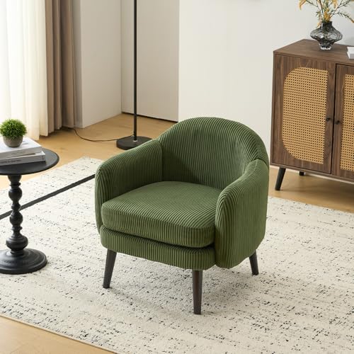 Fauteuil Moderne en Velours Cotelé Vert