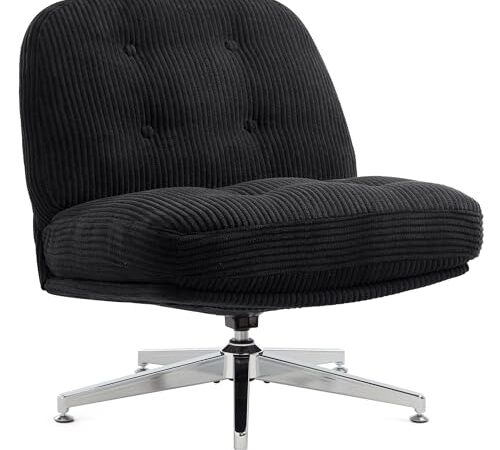 Fauteuil Moderne en Velours Côtelé Noir