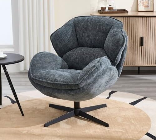 Fauteuil Pivotant 360° en Chenille Bleu Fauteuil Pivotant 360° en Chenille Bleu