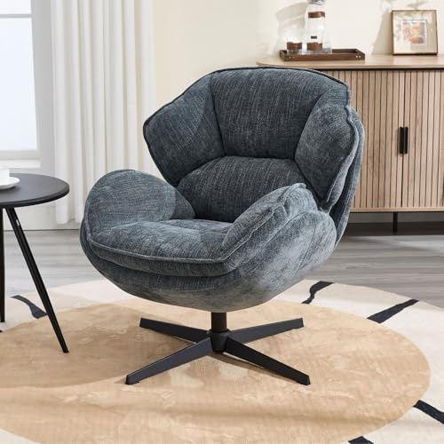 Fauteuil Pivotant 360° en Chenille Bleu Fauteuil Pivotant 360° en Chenille Bleu
